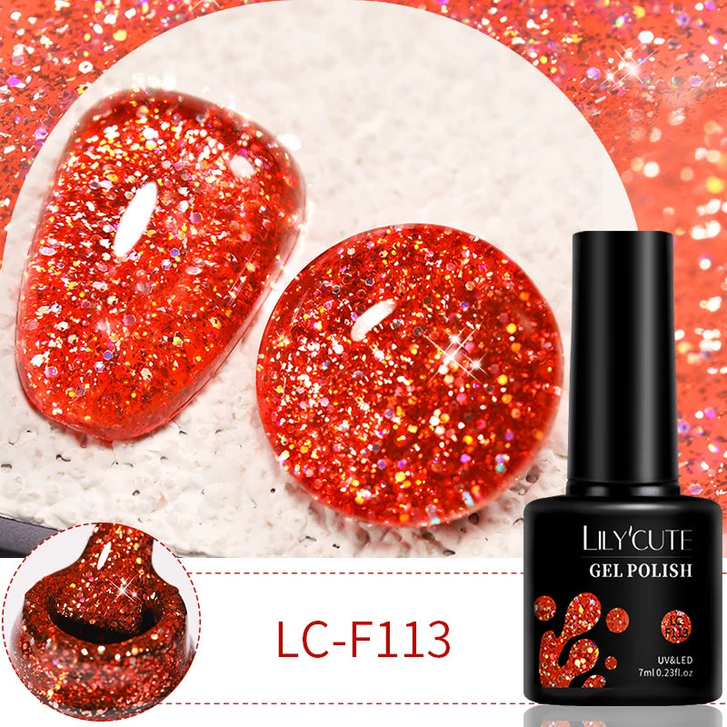 LILYCUTE 7ml 9D Cat Magnetic Gel Nail Polish - Iridescent Semi Permanent UV LED Gel Varnish