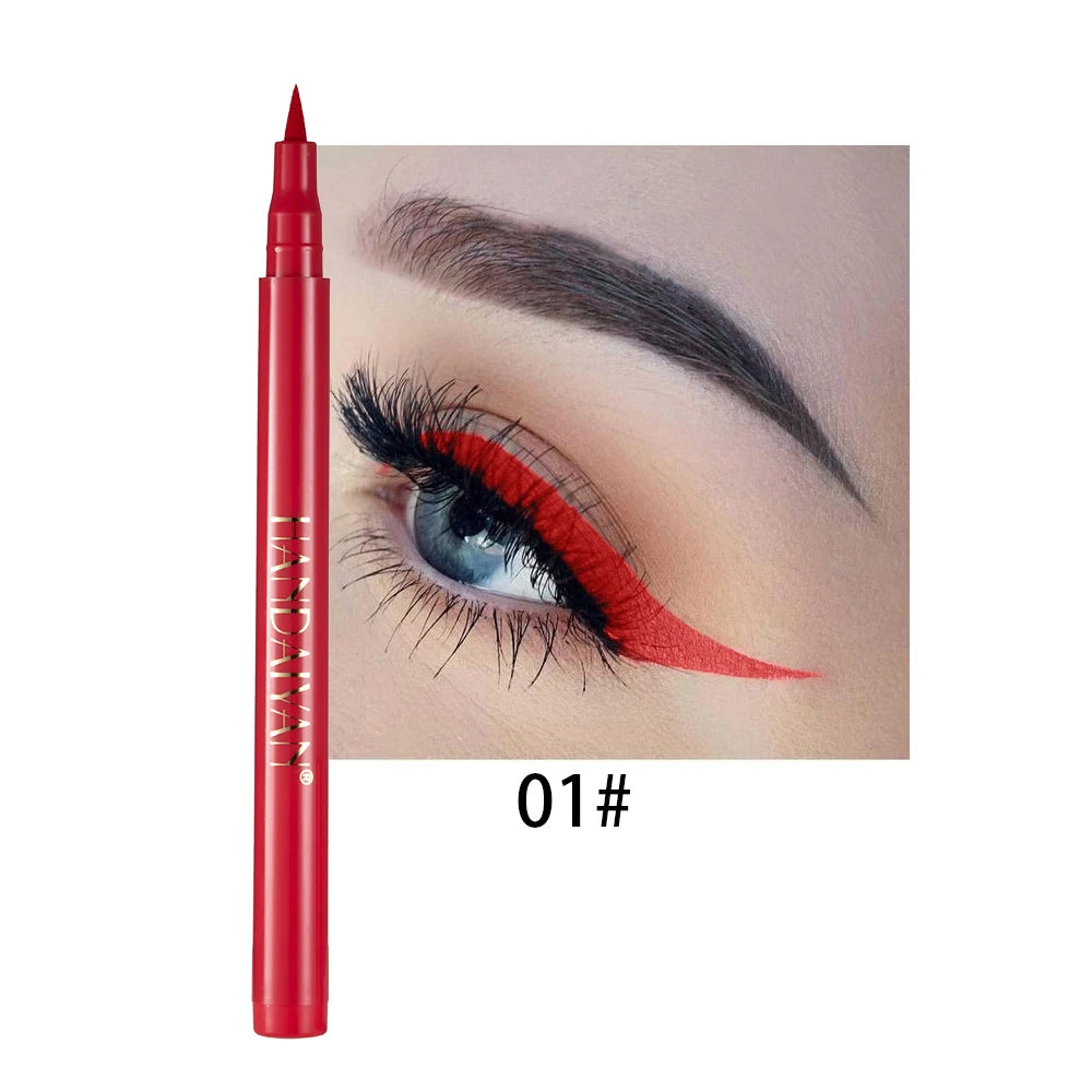 Waterproof Rainbow Matte Colorful Liquid Eye Liner Pencil - White Pink Long-Lasting