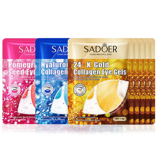 SADOER 24K Gold Crystal Collagen Eye Mask - Anti Dark Circles Removal Eyes Bags Moisturizing