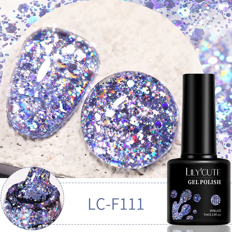 LILYCUTE 7ml 9D Cat Magnetic Gel Nail Polish - Iridescent Semi Permanent UV LED Gel Varnish