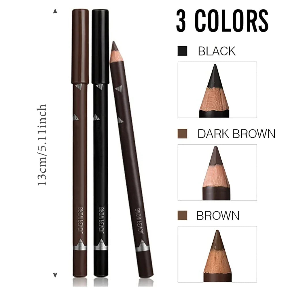6 or 12 Piece Eye Brow Pencil Set - Waterproof Professional Natural Black Brown