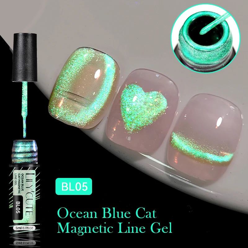 LILYCUTE 7ml 9D Cat Magnetic Gel Nail Polish - Iridescent Semi Permanent UV LED Gel Varnish