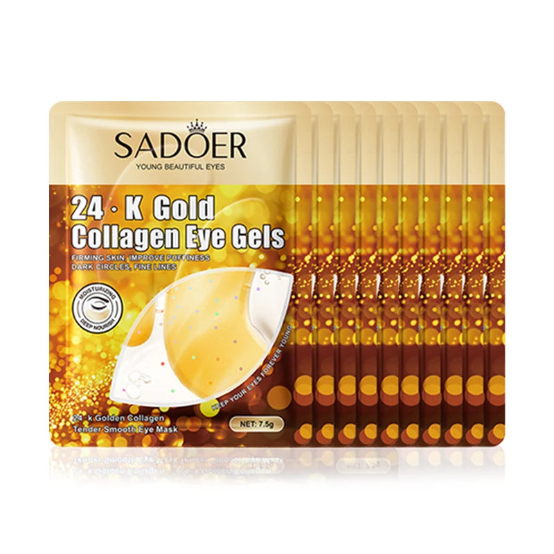 SADOER 24K Gold Crystal Collagen Eye Mask - Anti Dark Circles Removal Eyes Bags Moisturizing