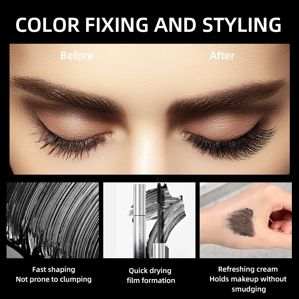 QIBEST New Black Mascara - Waterproof Lengthens Eyelashes 4D Silk Fiber Volume