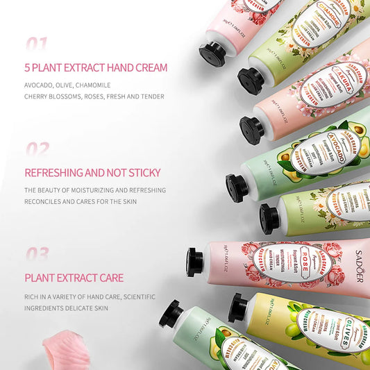 Avocado & Sakura Hand Cream Gift Set - 15 Piece Moisturizing Collection for Dry Hands