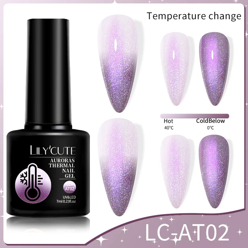 LILYCUTE 7ML Thermal Gel Nail Polish - Ultra-Thin Temperature Color Changing UV Gel