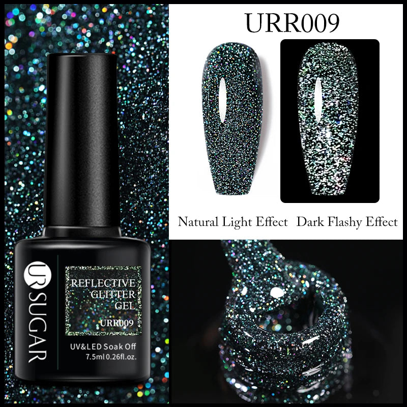UR SUGAR 7.5ml Reflective Glitter Gel - Pink Sequins Nail Polish Semi-Permanent