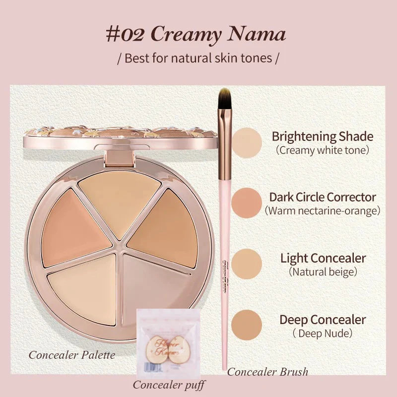 FLOWER KNOWS THE SWEETIE BEAR 4-Color Concealer Palette - Full Coverage Contouring