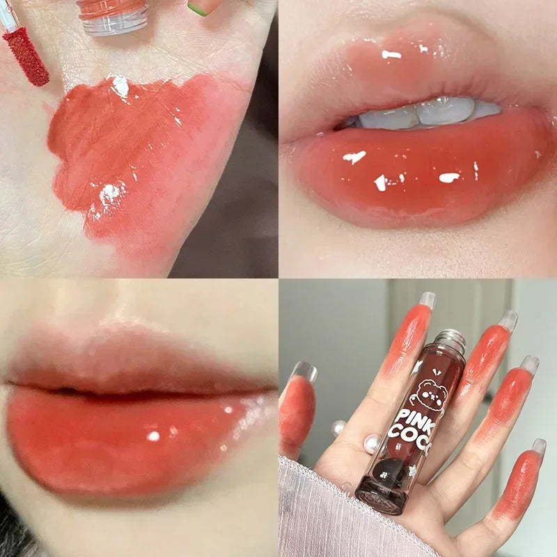 Mirror Glass Lip Tint - Punk Dark Red Lip Glaze Water Light Clear Lipstick
