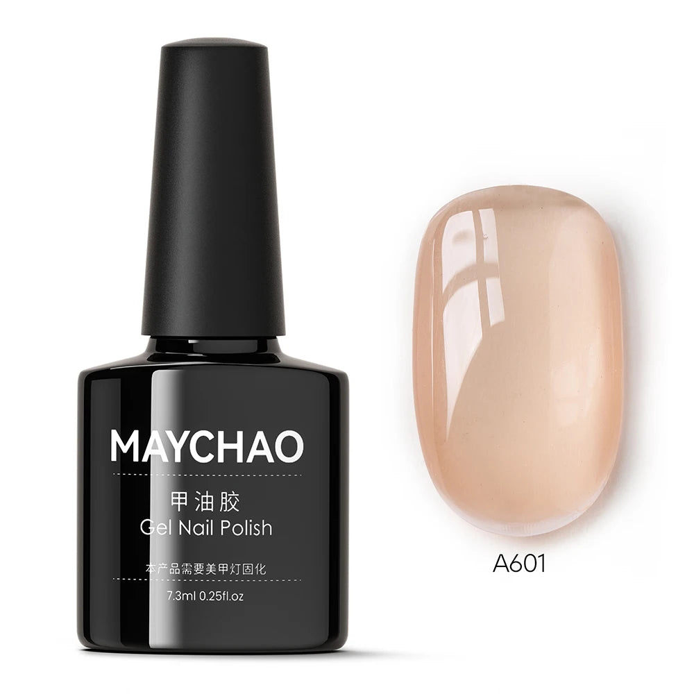 MAYCHAO Transparent Jelly Gel Nail Polish - 7.3ml Semi-Permanent UV LED Gel Varnish