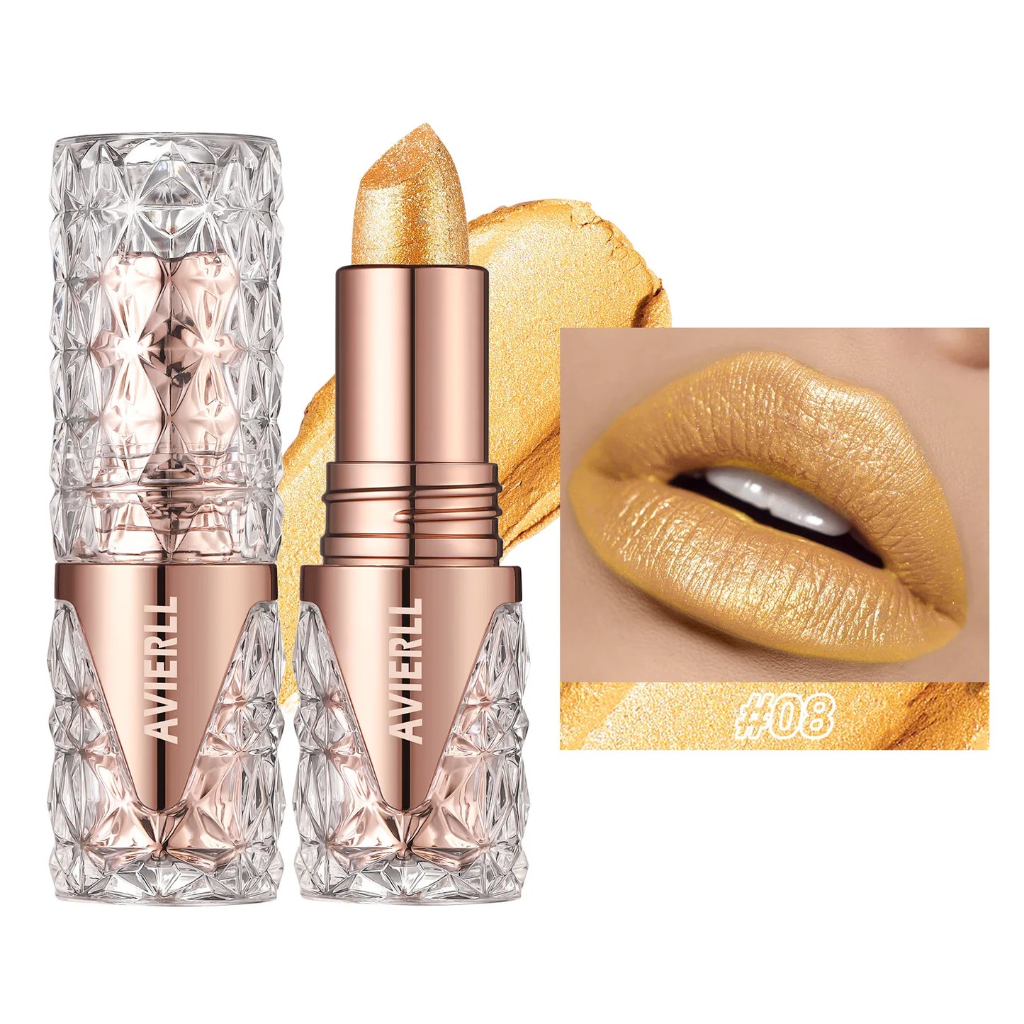 Quicksand Gold Glitter Lipstick - Moisturizing Long-Lasting Waterproof Lip Color
