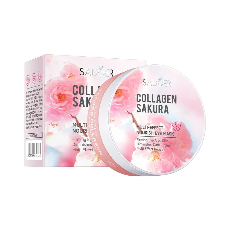 60pcs SADOER Sakura Collagen Eye Mask - Anti Dark Circles and Eye Bags Removal Patches