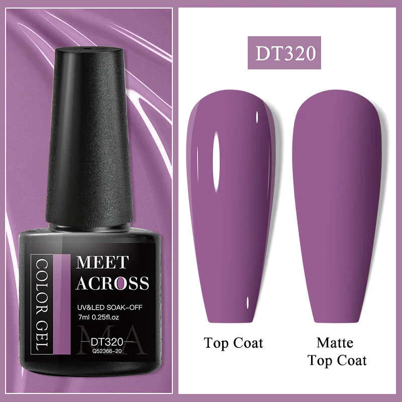 MEET ACROSS 7ml Wine Red Gel Nail Polish - Long-Lasting French Style Gel Varnish