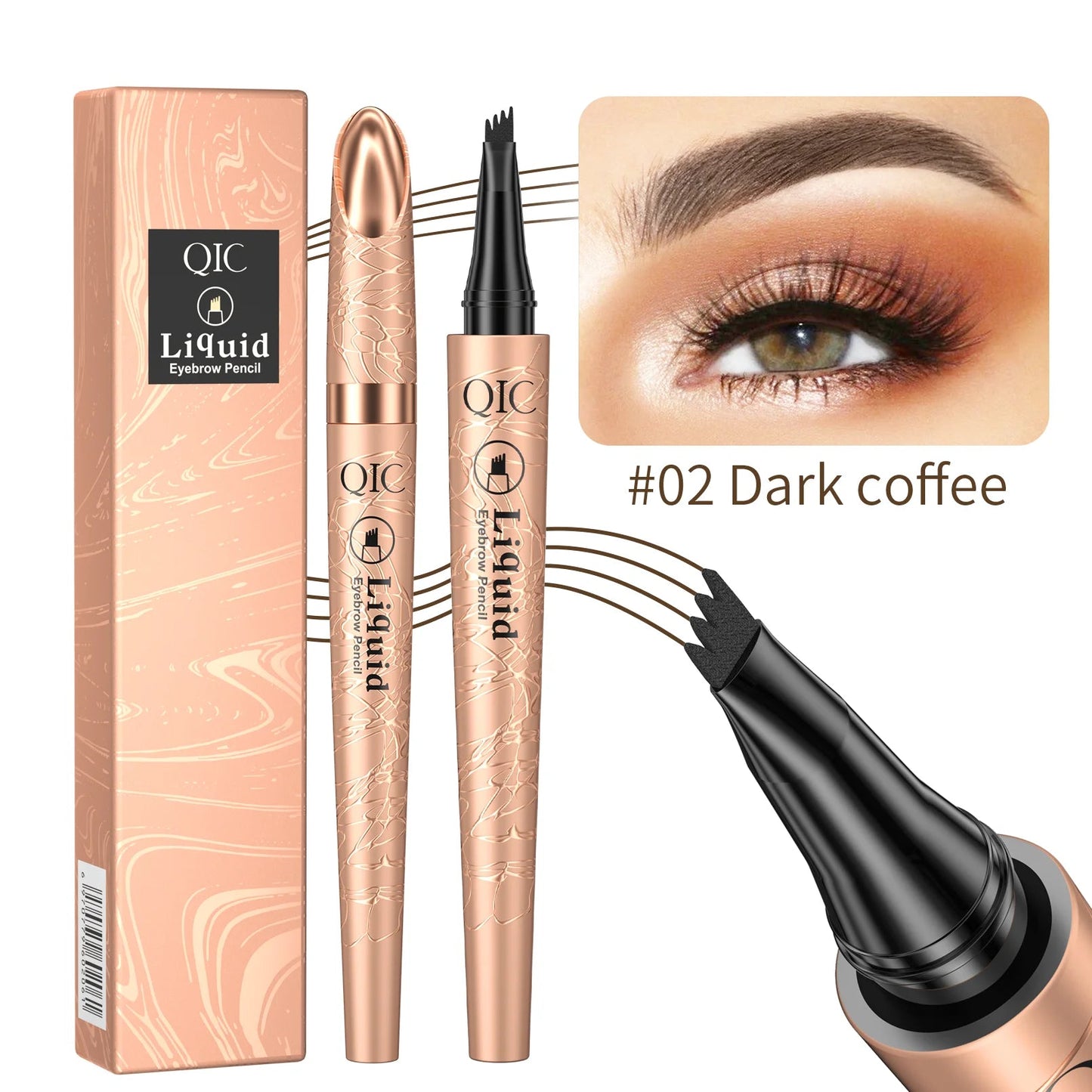 Eyebrow Pencil Liquid Waterproof - 4 Tip Microblade Pen Long-Lasting Natural