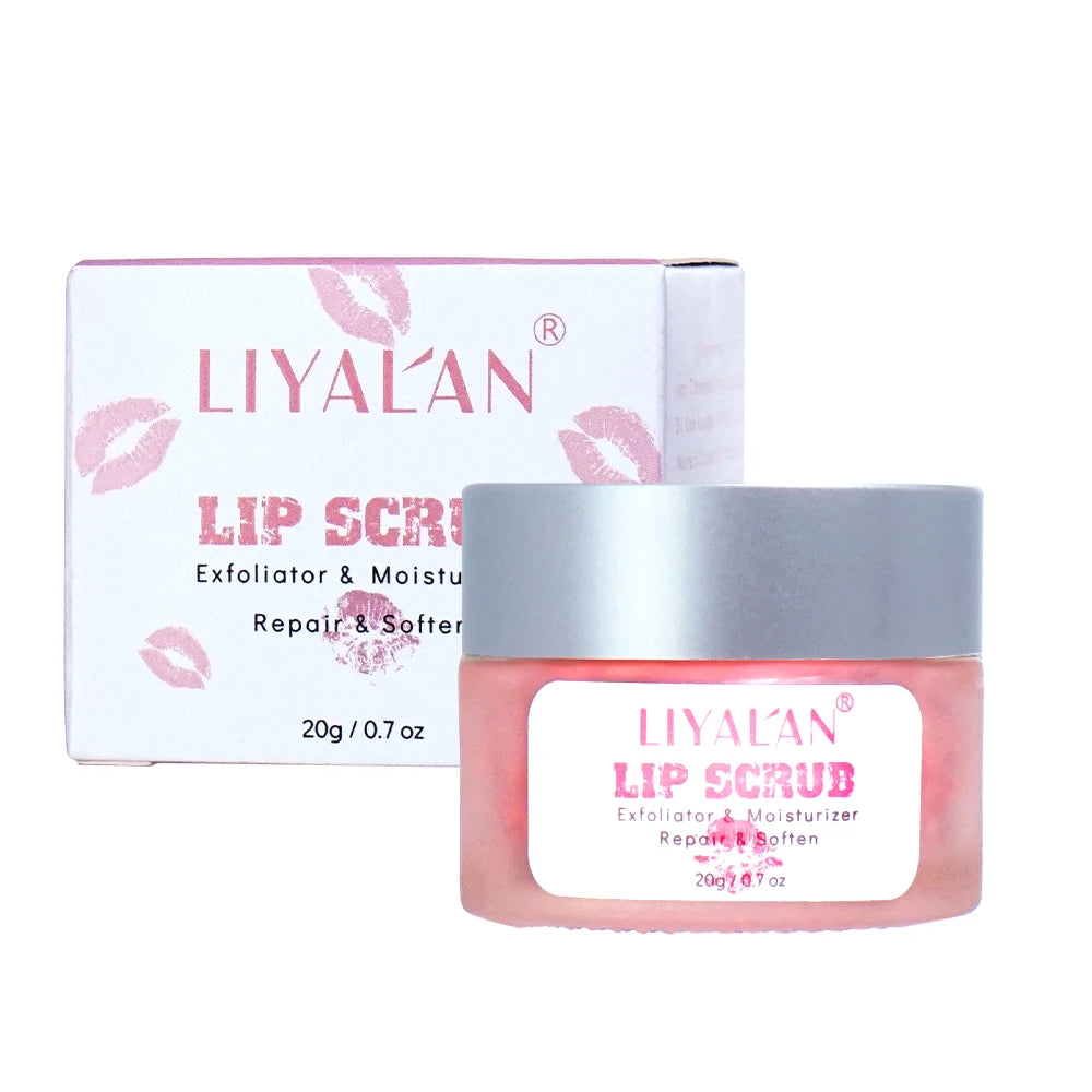 Pink Lip Scrub - Lightening Dark Lips Exfoliating Sugar Cream for Smooth Repair