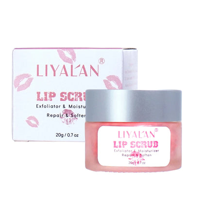 Pink Lip Scrub - Lightening Dark Lips Exfoliating Sugar Cream for Smooth Repair