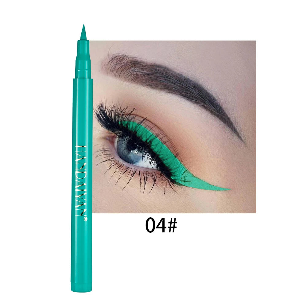Waterproof Rainbow Matte Colorful Liquid Eye Liner Pencil - White Pink Long-Lasting