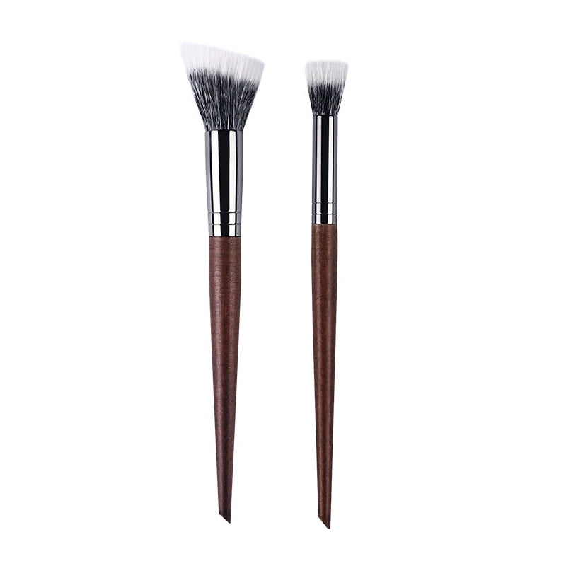 Professional Makeup Brushes - Natural Wood Goat Hair Powder Contour Stippling Blush Brush