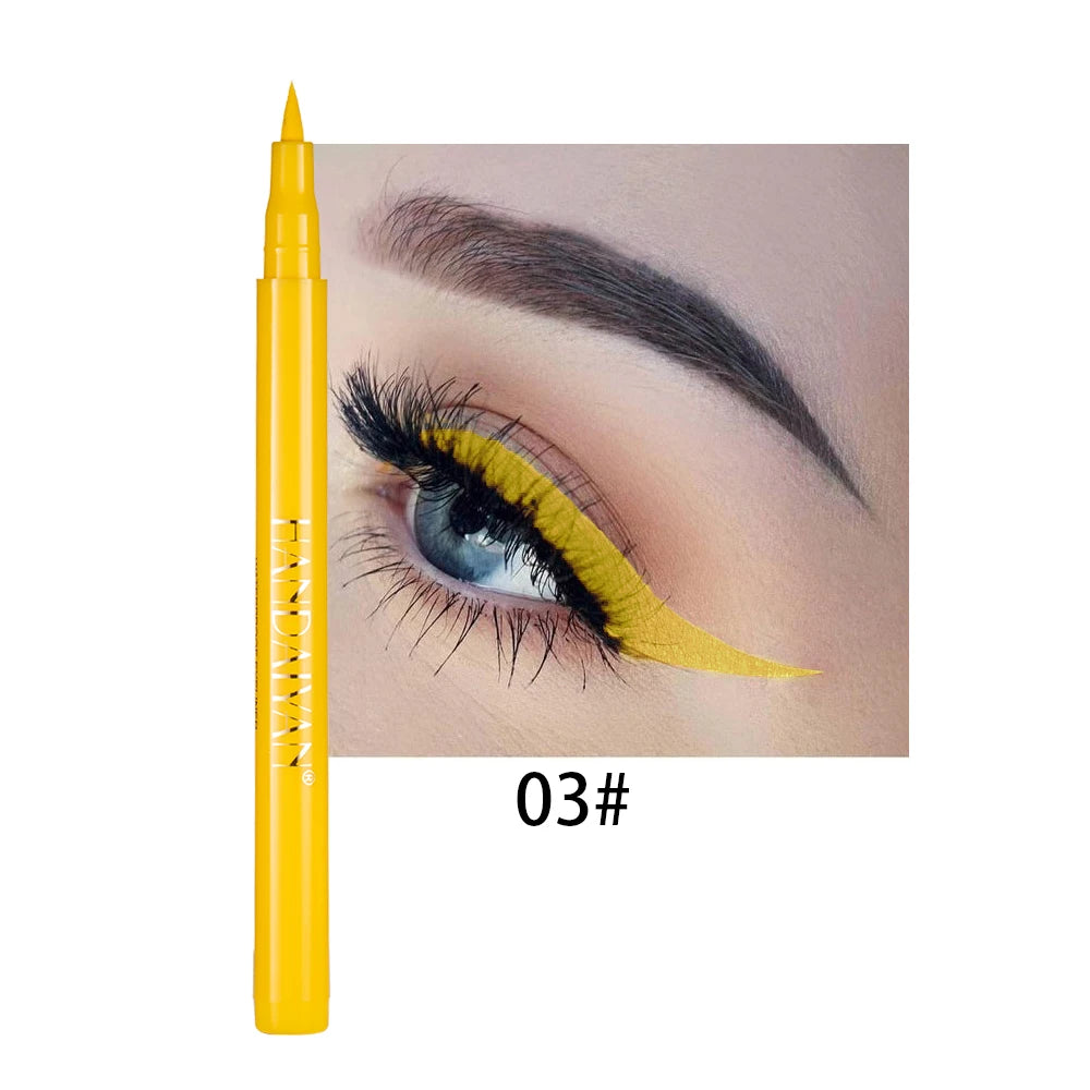 Waterproof Rainbow Matte Colorful Liquid Eye Liner Pencil - White Pink Long-Lasting