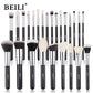 BEILI Black Makeup Brush Set - 30 Piece Professional Natural Goat Fiber Hair Set