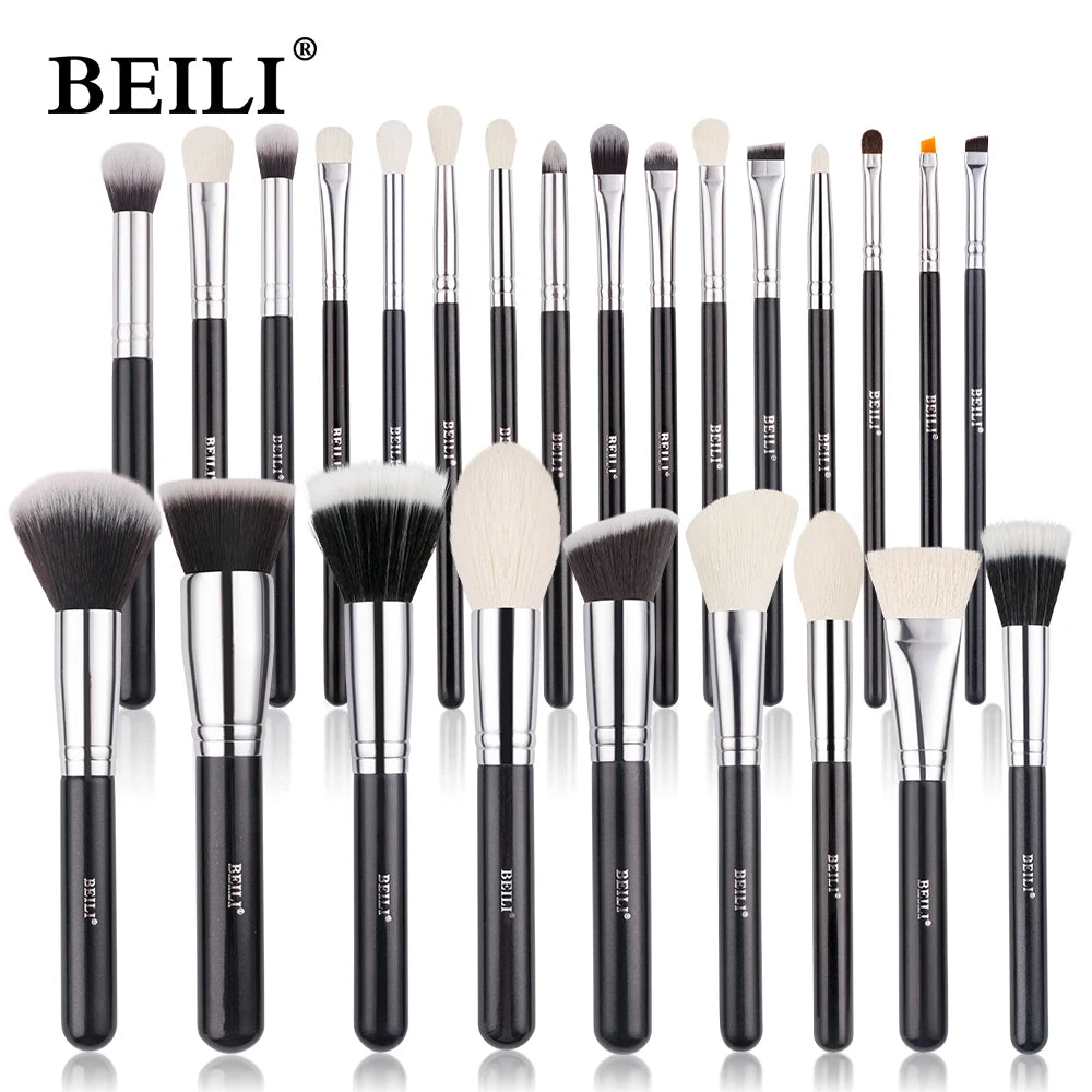 BEILI Black Makeup Brush Set - 30 Piece Professional Natural Goat Fiber Hair Set