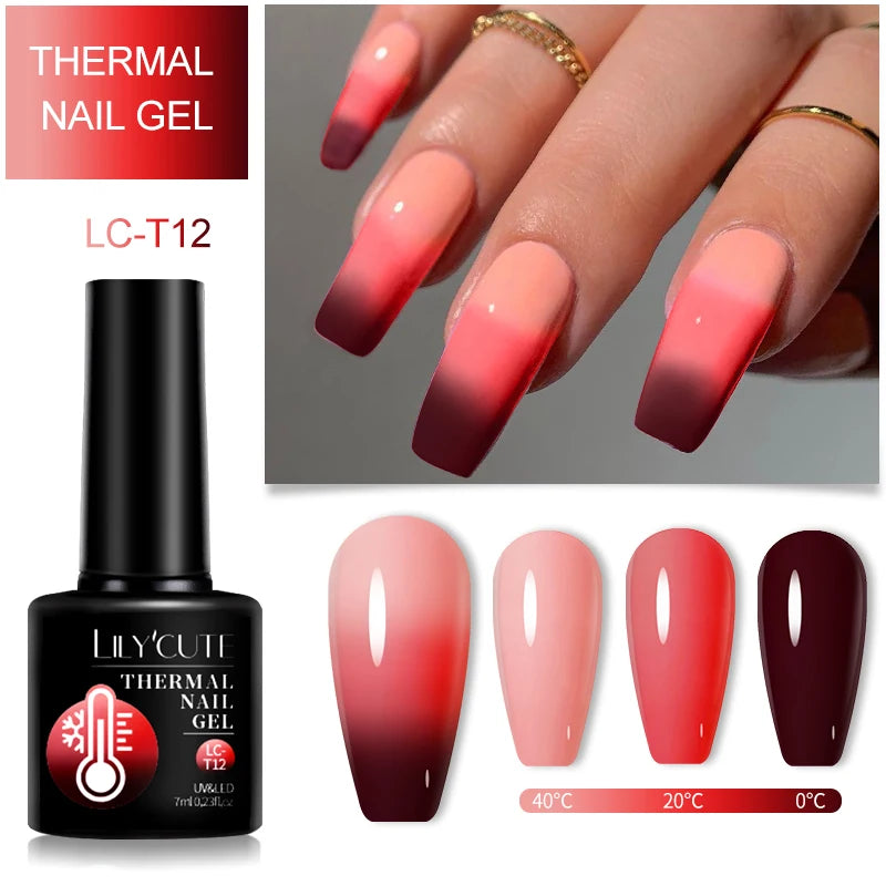 LILYCUTE 7ML Thermal Gel Nail Polish - Ultra-Thin Temperature Color Changing UV Gel