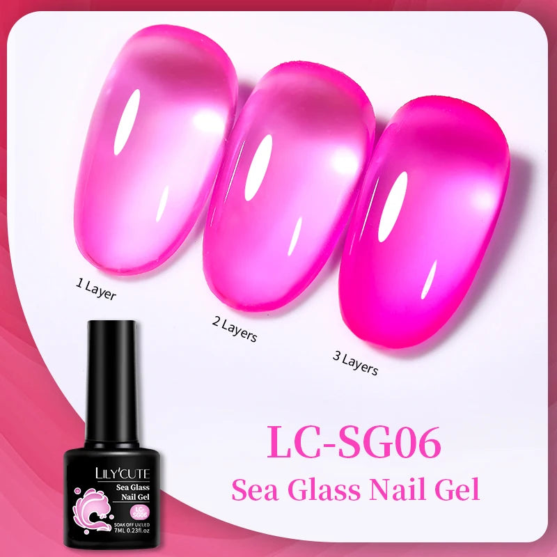 LILYCUTE 7ML Jelly Amber Gel Nail Polish - Semi Permanent UV Gel with Leopard Pattern Effect