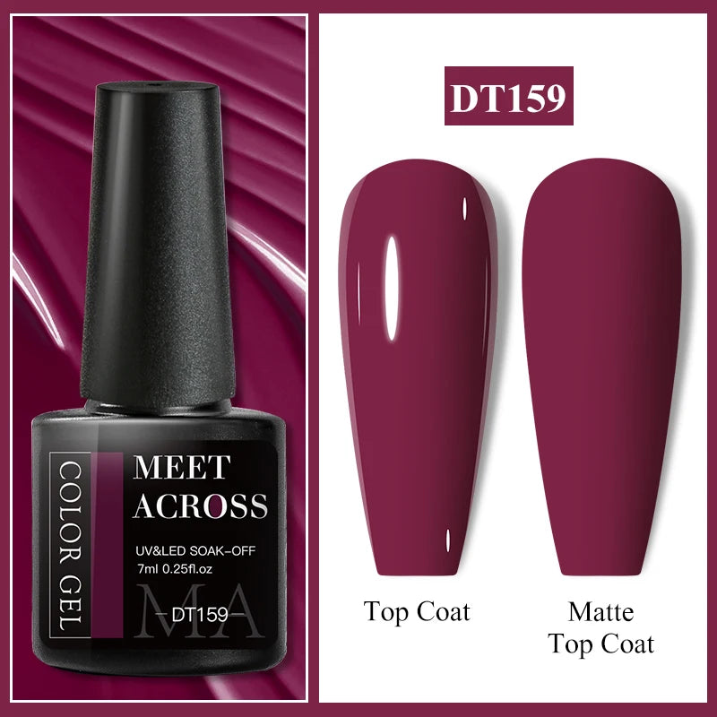 MEET ACROSS 7ml Wine Red Gel Nail Polish - Long-Lasting French Style Gel Varnish