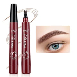 5 Colors Eyebrow Pen Waterproof - 4 Split Tip Tattoo Pen Liquid Black Makeup Pencil