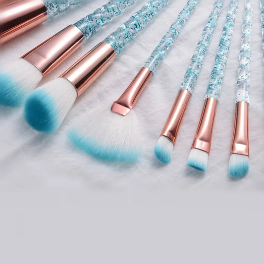 Unicorn Makeup Brushes Set - 10 Piece Glitter Foundation Powder Cosmetic Brush Set