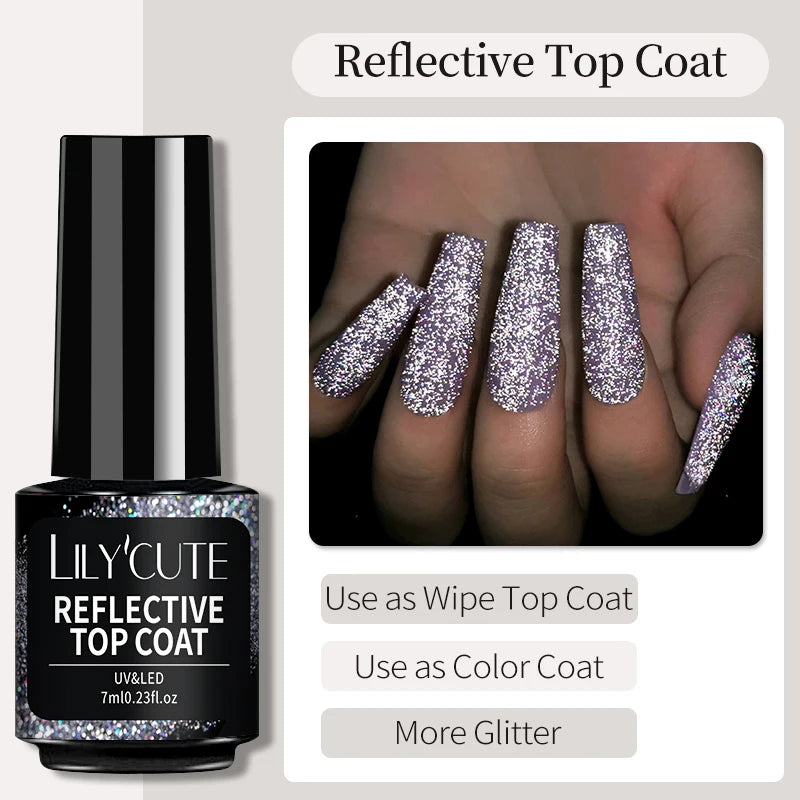 LILYCUTE 7ML Base and No-Wipe Top Coat - UV Gel Nail Polish Set
