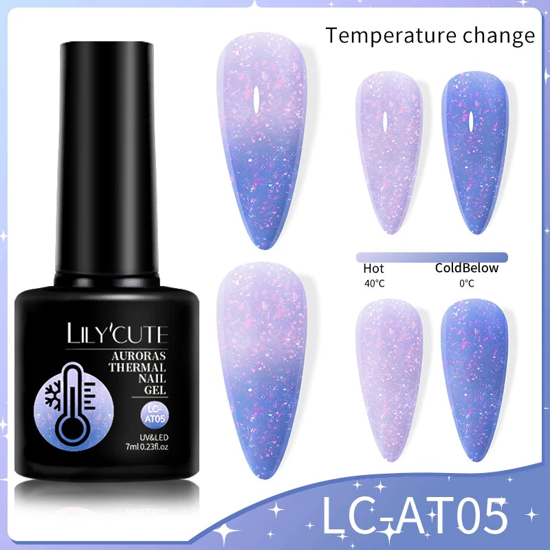 LILYCUTE 7ML Thermal Gel Nail Polish - Ultra-Thin Temperature Color Changing UV Gel