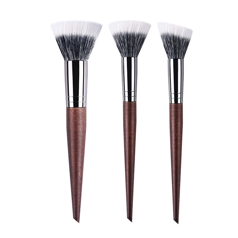 Professional Makeup Brushes - Natural Wood Goat Hair Powder Contour Stippling Blush Brush