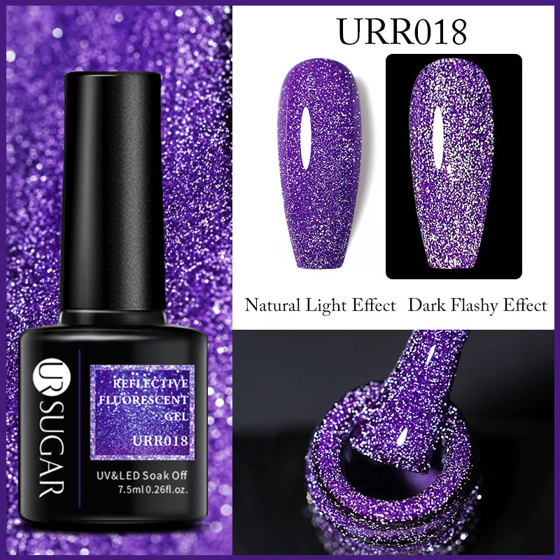 UR SUGAR 7.5ml Reflective Glitter Gel - Pink Sequins Nail Polish Semi-Permanent