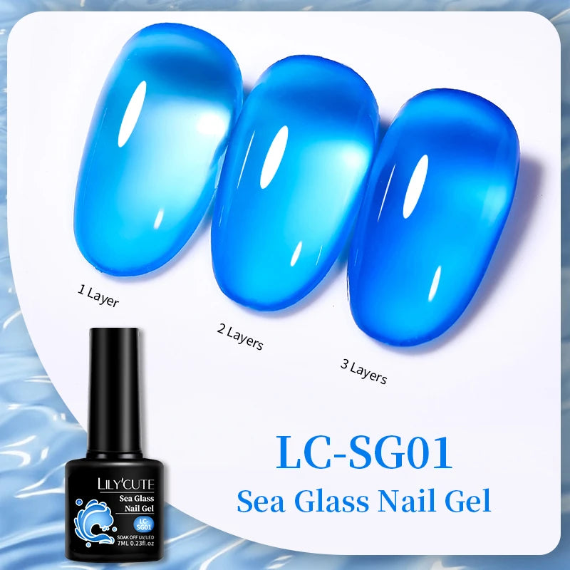 LILYCUTE 7ML Jelly Amber Gel Nail Polish - Semi Permanent UV Gel with Leopard Pattern Effect