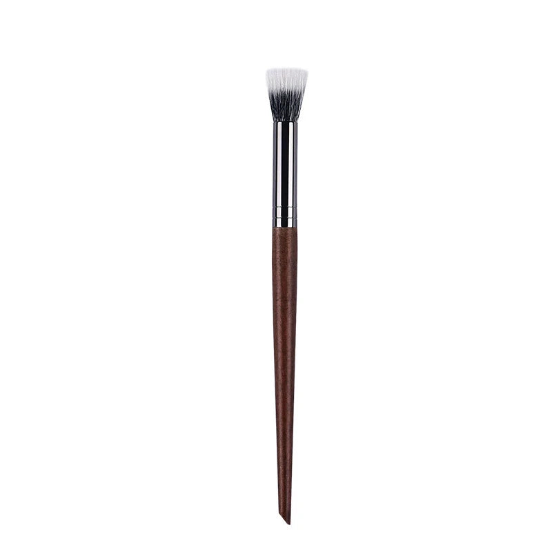 Professional Makeup Brushes - Natural Wood Goat Hair Powder Contour Stippling Blush Brush