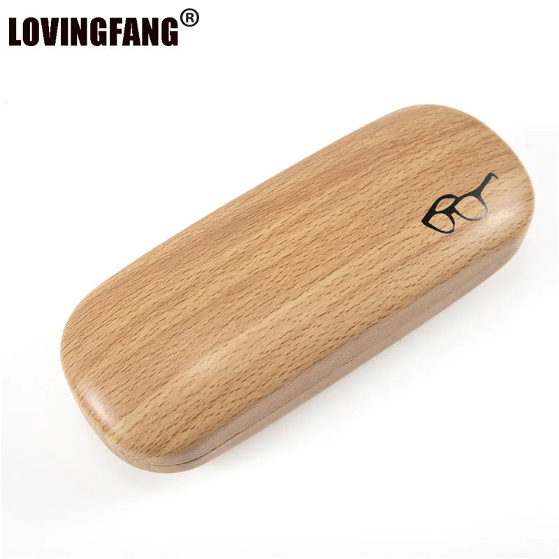 Wood Grain Hard Glasses Case - Portable Eyeglass Storage Box for Men and Women