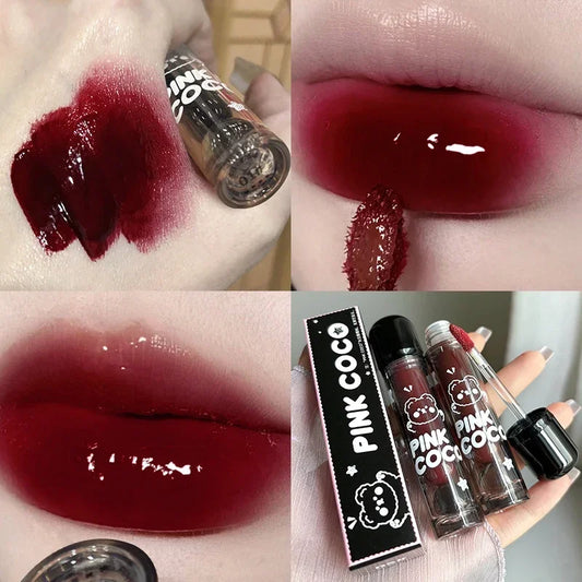 Mirror Glass Lip Tint - Punk Dark Red Lip Glaze Water Light Clear Lipstick