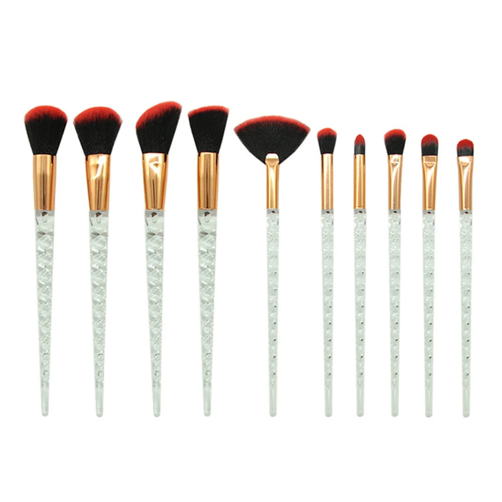 Unicorn Makeup Brushes Set - 10 Piece Glitter Foundation Powder Cosmetic Brush Set