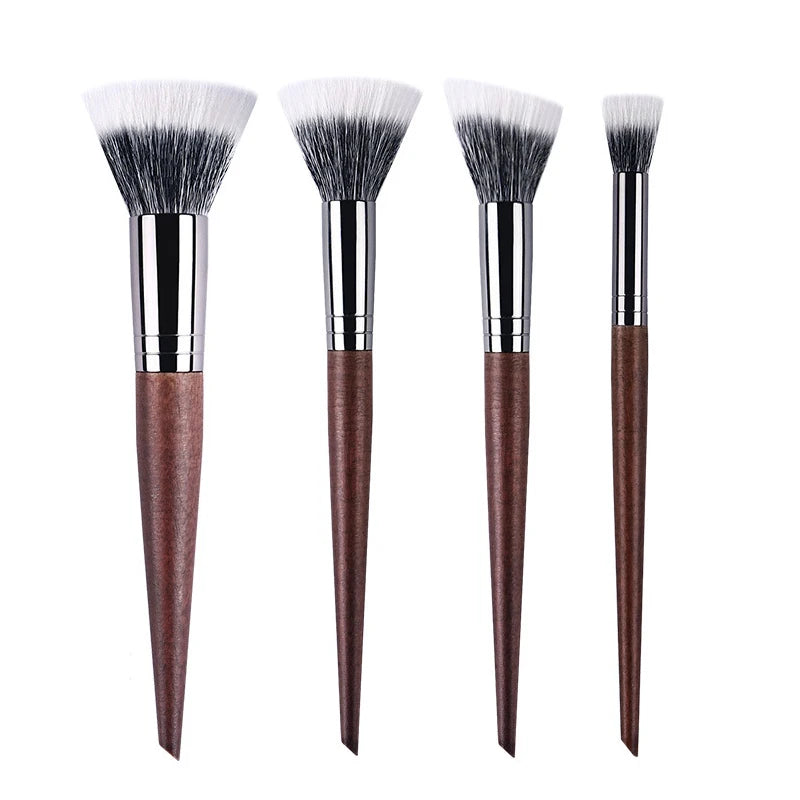 Professional Makeup Brushes - Natural Wood Goat Hair Powder Contour Stippling Blush Brush