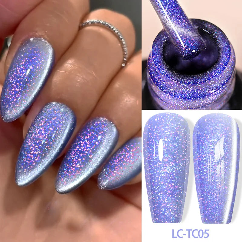 LILYCUTE 7ml 9D Cat Magnetic Gel Nail Polish - Iridescent Semi Permanent UV LED Gel Varnish