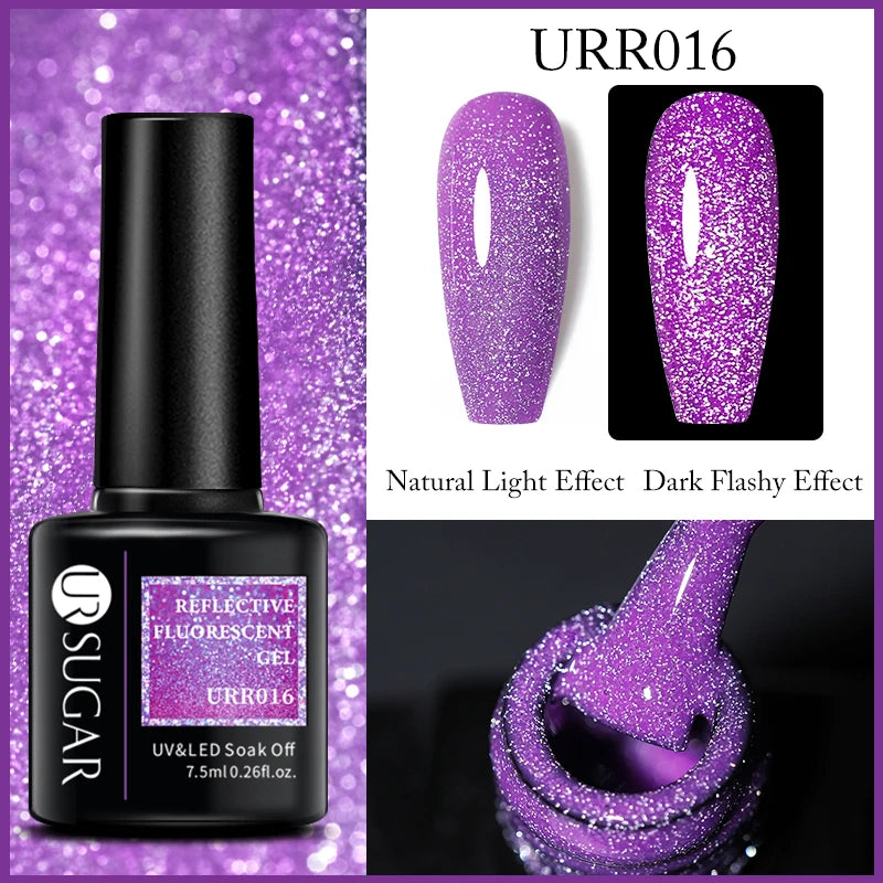 UR SUGAR 7.5ml Reflective Glitter Gel - Pink Sequins Nail Polish Semi-Permanent