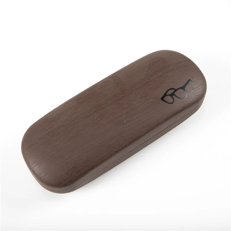 Wood Grain Hard Glasses Case - Portable Eyeglass Storage Box for Men and Women