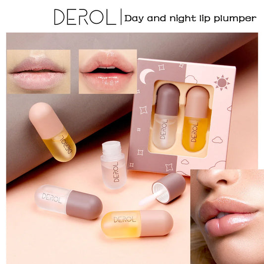DEROL Day Night Ginger Extract Peppermint Mint Lip Plumper - Repair Moisturizing Long-Lasting