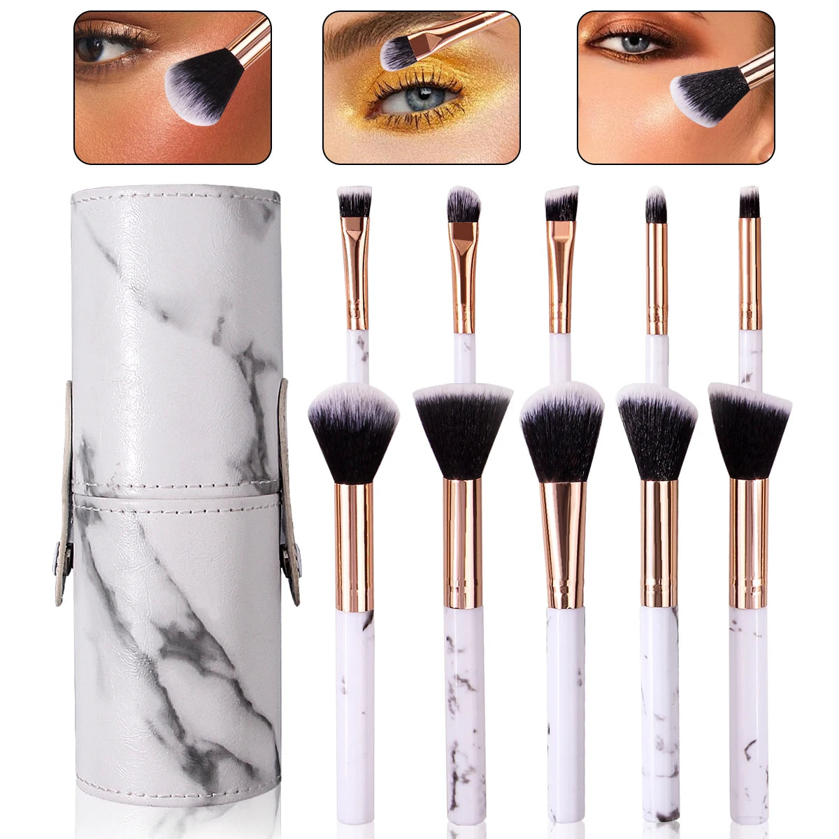 Marble Set Makeup Brush - 11 Piece Soft Hair Blush Eyeshadow Concealer Brush Set