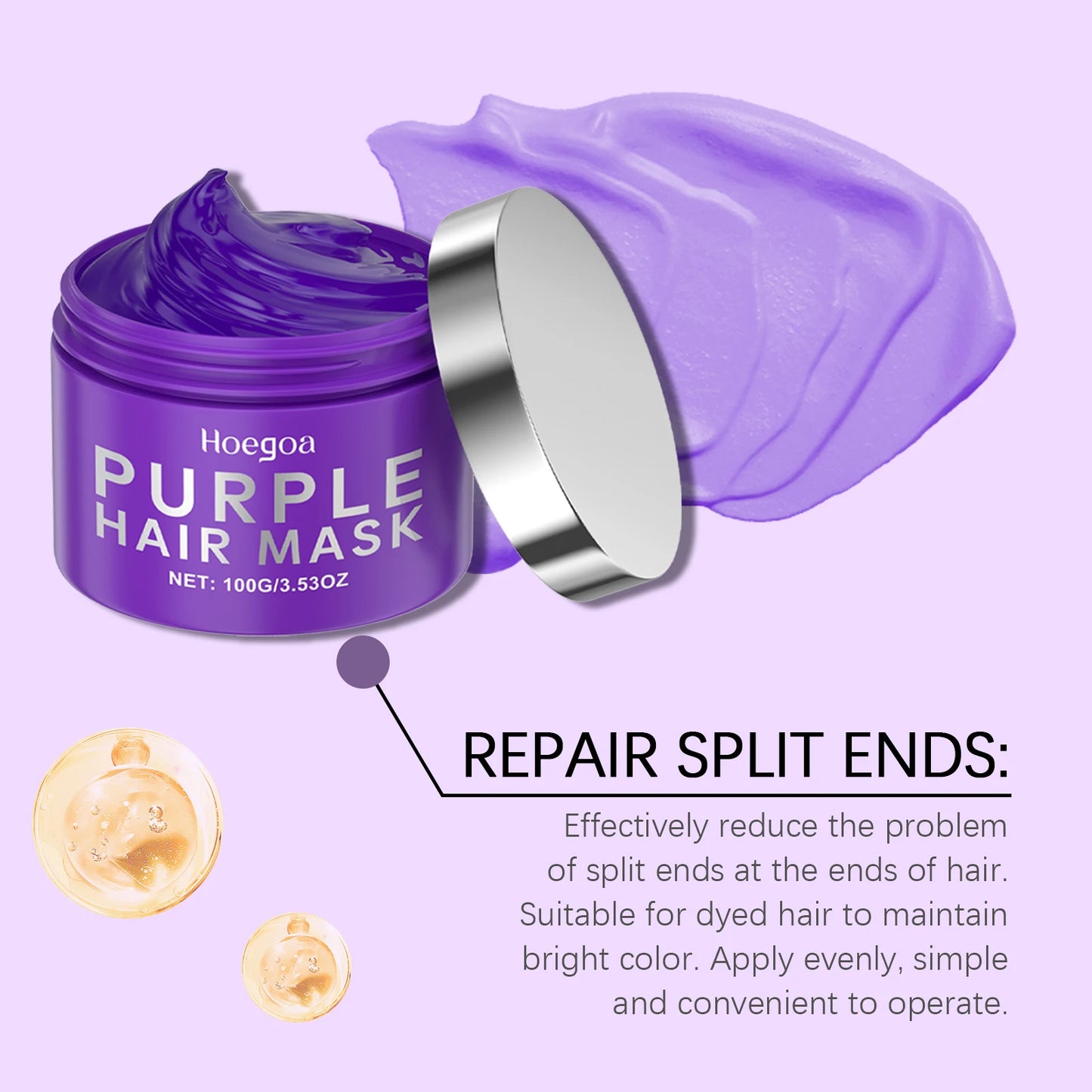 Purple Keratin Hair Mask - Deep Repair Treatment for Damaged, Frizzy & Blonde Hair