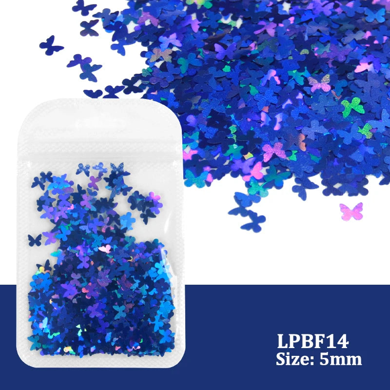 Holographic Nail Art Glitter - 2g Laser Star & Butterfly Sequins Flakes