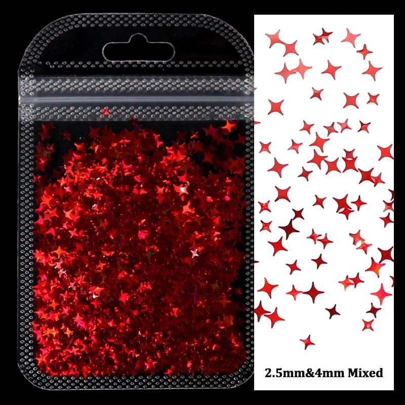 Holographic Nail Art Glitter - 2g Laser Star & Butterfly Sequins Flakes