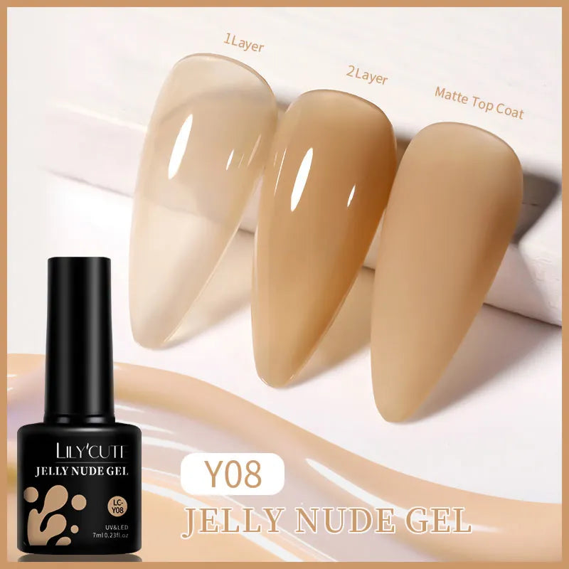 LILYCUTE 7ML Base and No-Wipe Top Coat - UV Gel Nail Polish Set