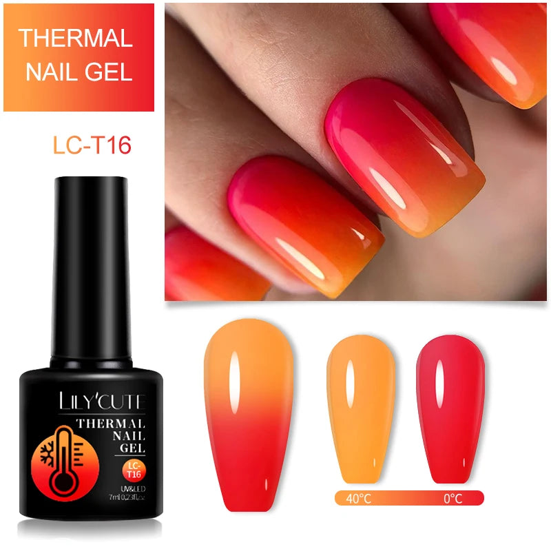LILYCUTE 7ML Thermal Gel Nail Polish - Ultra-Thin Temperature Color Changing UV Gel